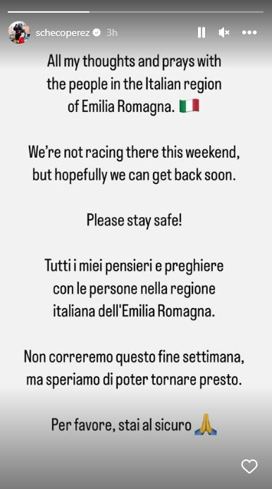 Checo Perez Emilia Romagna Gp F1 Inundaciones